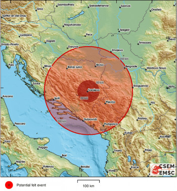 Zemljotres u BiH, epicentar u blizini Sarajeva